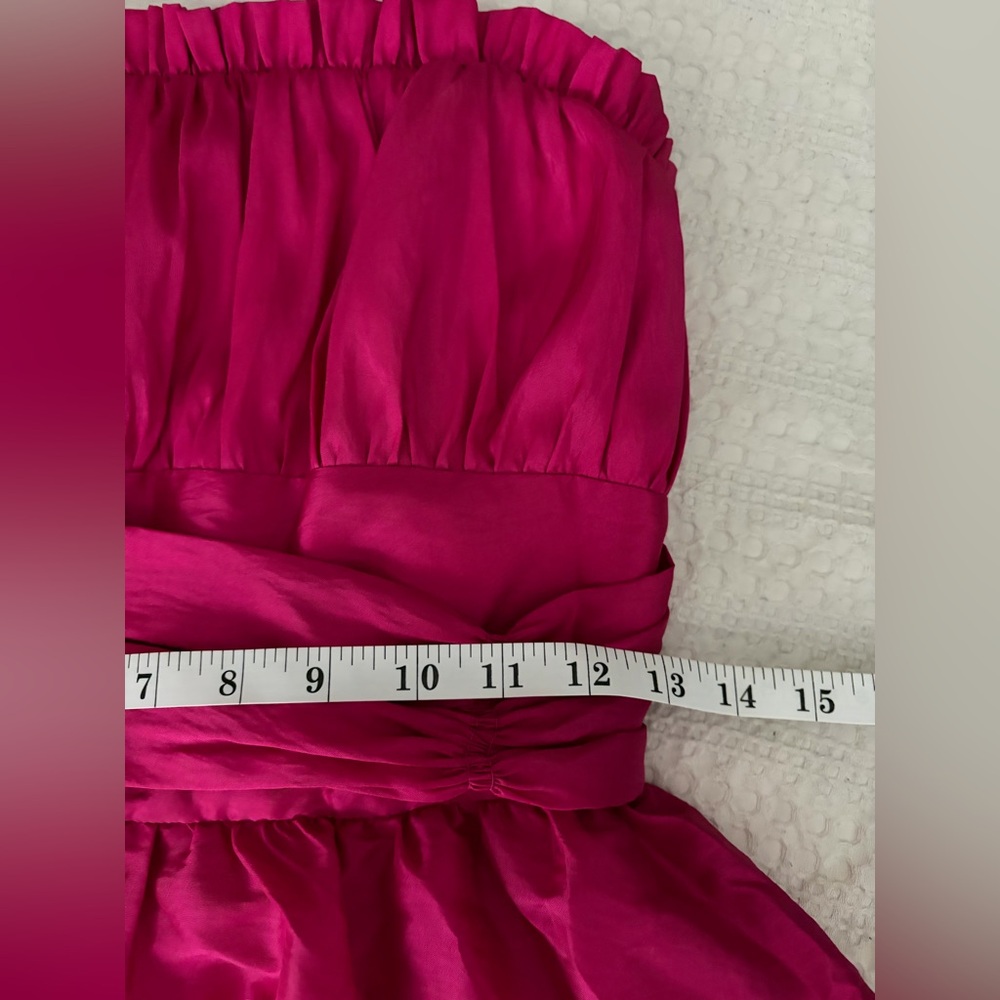Betsey Johnson Bright Hot Pink Taffeta Bubble Hem Strapless Ruffle Party Dress - Picture 7 of 7